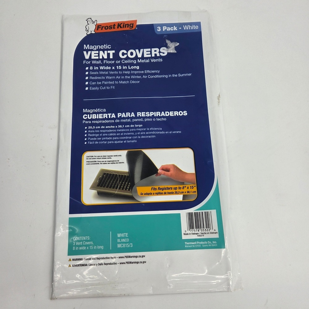 Frost King Magnetic Vent Covers 3 Pack White 8x15 Inch MC815/3 for Metal Vents